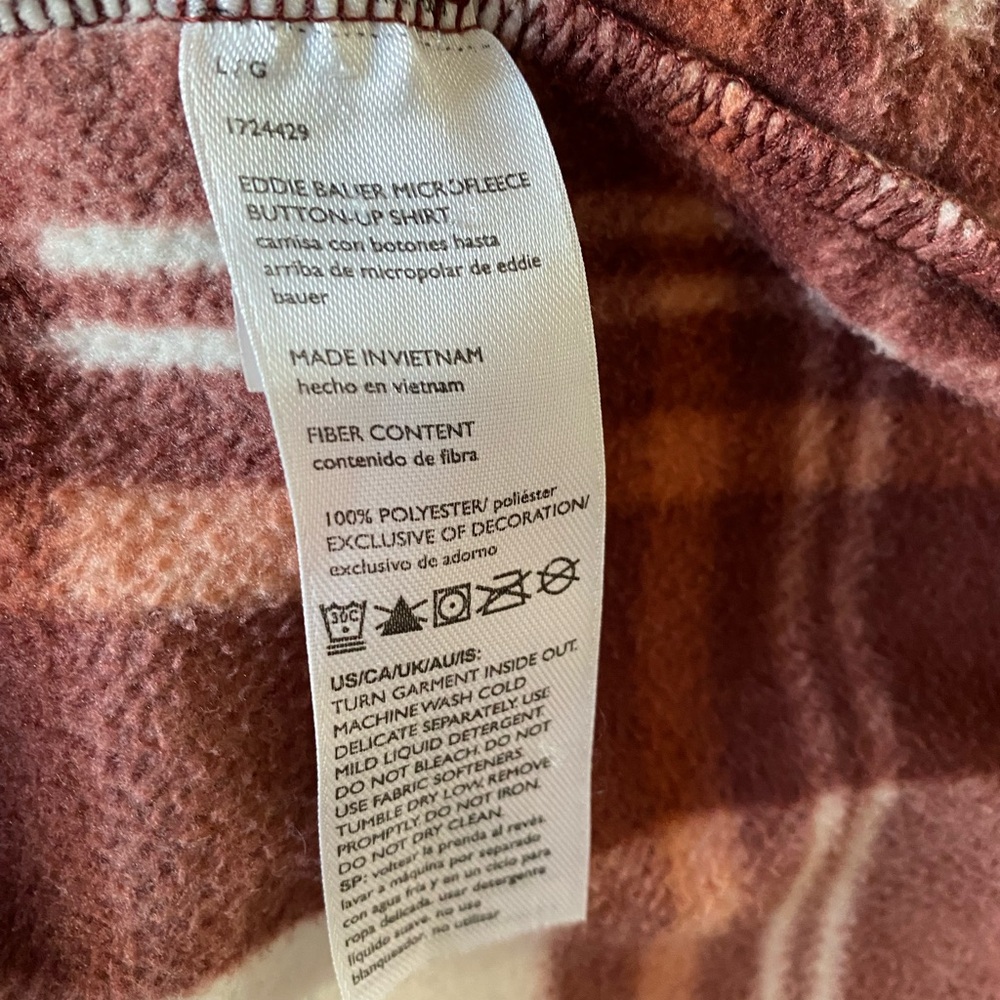 Eddie Bauer women’s flannel fleece shirt jacket LARGE - Picture 8 of 12